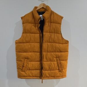 Old Navy Men's Orange Quilted Puffer Vest XXL Tall Mid-Length Casual Fall Winter